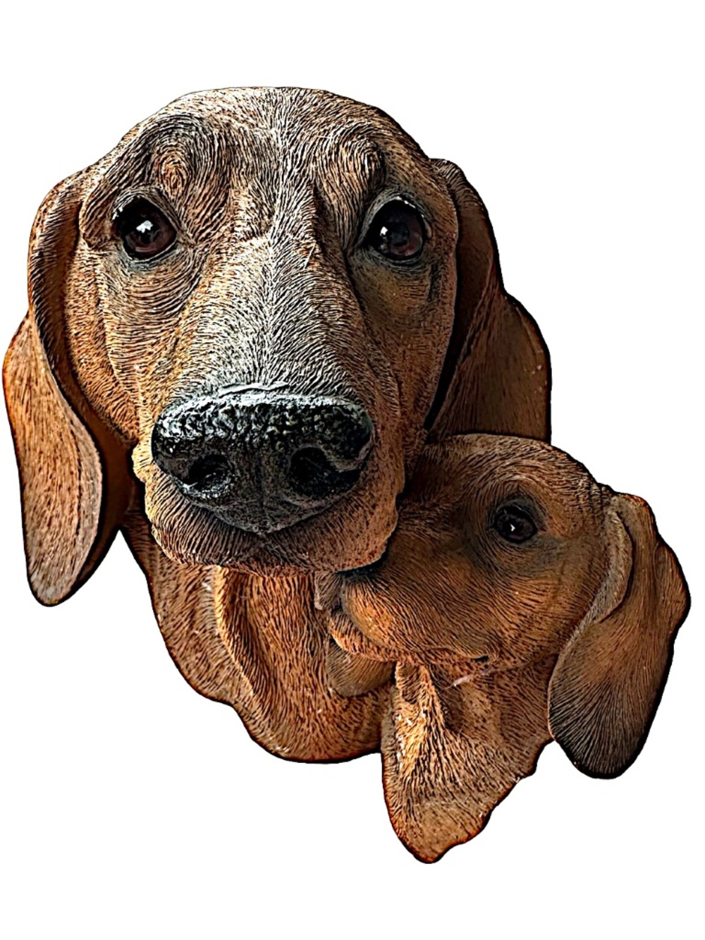 LS Vintage 2003 Resin Dachshund Dogs Figurine 7” Mother & Puppy Signed Dated